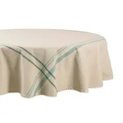 DII&reg; 70" Round Teal French Stripe Tablecloth