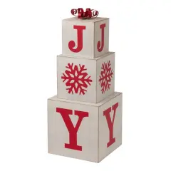 Glitzhome&reg; 32" Wooden Block JOY Porch D&eacute;cor