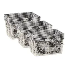 DII&reg; Small Antique White Chicken Wire Baskets with Black Gingham Liners, 3ct.