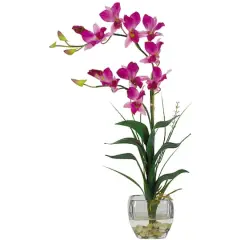 22" Orchid Arrangement with Glass Vase