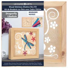 Leisure Arts&reg; Beginner Dragonfly Wood Stitchery Shadow Box Kit 