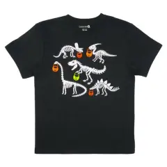 Charcoal Dinosaur Skeletons Youth Crew Neck T-Shirt by Celebrate It&trade;