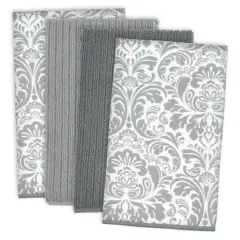 Gray Damask Microfiber Dishtowel, 4ct.