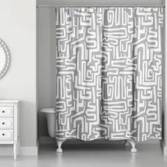Woogly Shapes Shower Curtain Gray