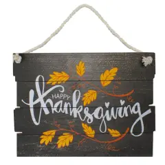 15" Wooden Happy Thanksgiving Hanging Wall Sign
