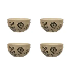 Hello Honey&reg; 4.5" Floral Design Stoneware Compact Bowl Dinnerware, 4ct.