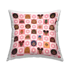 Stupell Industries Varied Patterned Girls Pink Flower Blossoms Throw Pillow, 18" x 18"
