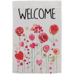18" Roses & Hearts Floral Welcome Garden Flag