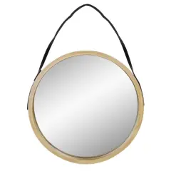21" Round Woodgrain Modern Mirror