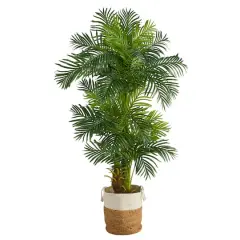 6ft. Hawaii Artificial Palm Tree in Handmade Natural Jute and Cotton Planter