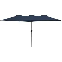 15ft. Outdoor Patio Market Umbrella with Hand Crank Navy Blue