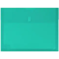 JAM Paper 8.625" x 11.5" Teal Plastic Expansion Hook & Loop Closure Envelopes, 12ct.