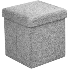 Sorbus Teddy Storage Ottoman Cube Gray
