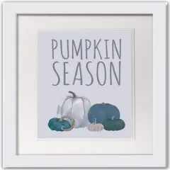 Pumpkins Blue White Framed Print Under Plexiglass