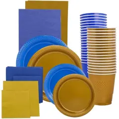 JAM Paper Party Tableware Assortment Grad Pack Blue/Gold