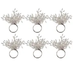 DII&reg; Silver Beaded Burst Napkin Rings, 6ct.