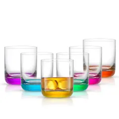 JoyJolt&reg; 10oz. Hue Colored Double Old Fashion Whiskey Glass Tumblers, 6ct.