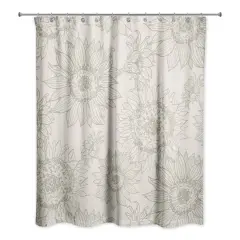 Large Sunflower Head Shower Curtain Gray