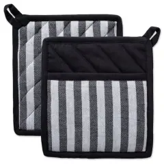 DII&reg; Black & White Stripe Potholder Set