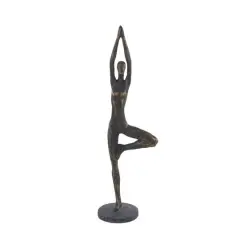 Brass Polystone Modern Sculpture, Yoga 18" x 6" x 4"