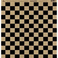 Paper Caf&eacute; Kraft & Black Checkerboard 12" x 12" Cardstock, 15 Sheets