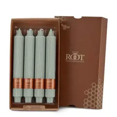 Root Candles 9" Unscented Grecian Collenette Taper Candles, 4ct. Sage Green