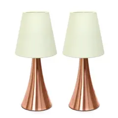 Simple Designs Valencia Mini Touch Table Lamp Set Rose Gold/Cream