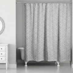 Contoured Leaves Shower Curtain Gray