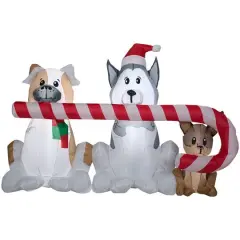 5.5ft. Airblown&reg; Inflatable Christmas Puppies with Big Candy Cane