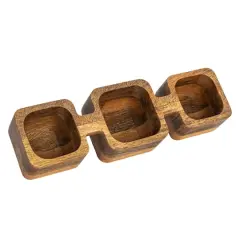 Hello Honey&reg; Natural 3-Section Mango Wood Dish