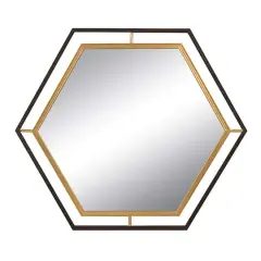 Hello Honey&reg; Two Tone Hexagon Metal Wall Mirror