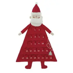 Hello Honey&reg; 35.25" Red & White Jolly Santa Fabric Advent Calendar