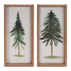 15.75in Framed Pine Tree Plaque Set