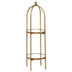 Gold Metal Glam Standing Mirror Shelves, 46" x 16" x 18"