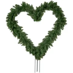 25" Artificial Pine Heart Shaped Wreath with Ground Stakes