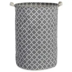 DII&reg; Round Lattice PE-Coated Cotton Polyester Laundry Hamper Gray