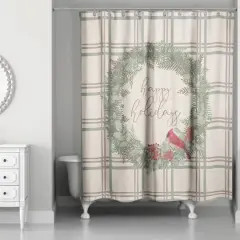 Happy Holidays Plaid Shower Curtain