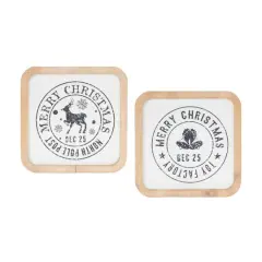 Reindeer & Bells Holiday Mail Stamp Plaque Hanging Wall D&eacute;cor Set