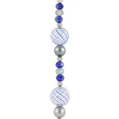 Blue Lampwork Glass Stripe Round Beads by Bead Landing&trade;
