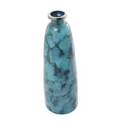 30" Teal Glass Handmade Vase