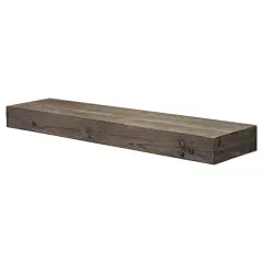 Large Gray Rustic Wood Floating Wall Shelf