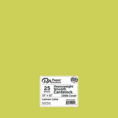 PA Paper&trade; Accents Smooth 12"x 12" Heavyweight Cardstock, 25 Sheets Lemon Lime