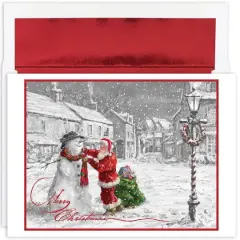 JAM Paper Santa & Snowman Christmas Cards Set, 18ct.