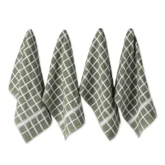 DII&reg; Solid Windowpane Terry Dishtowels, 4ct. Artichoke