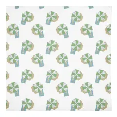 Umbrella Print Cotton Twill Napkin White and Green