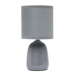 Simple Designs 10" Thimble Base Ceramic Table Lamp Gray