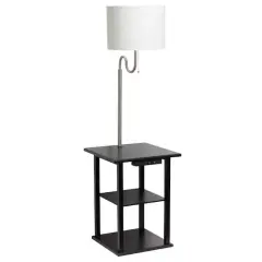 Simple Designs 57" 2 Tier Floor Lamp with USB & Outlet Black
