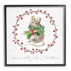 Stupell Industries Holly Jolly Christmas Mouse Framed Giclee Art Black