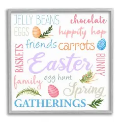 Stupell Industries Festive Easter Activity Sign Patterned Eggs Motif Framed Giclee Art Gray