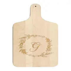 Floral Wreath Monogram Maple Paddle Cutting Board G
